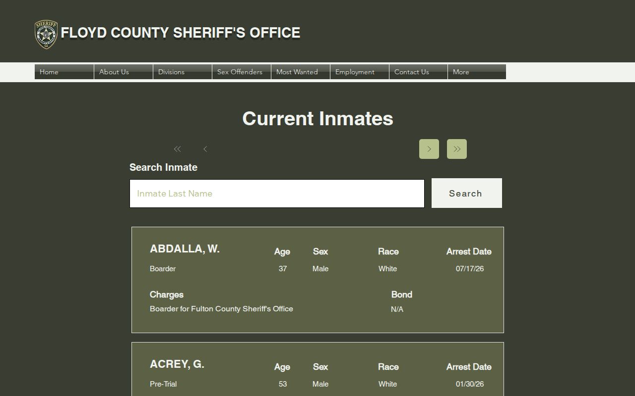 Floyd County arrest search current-inmate roster