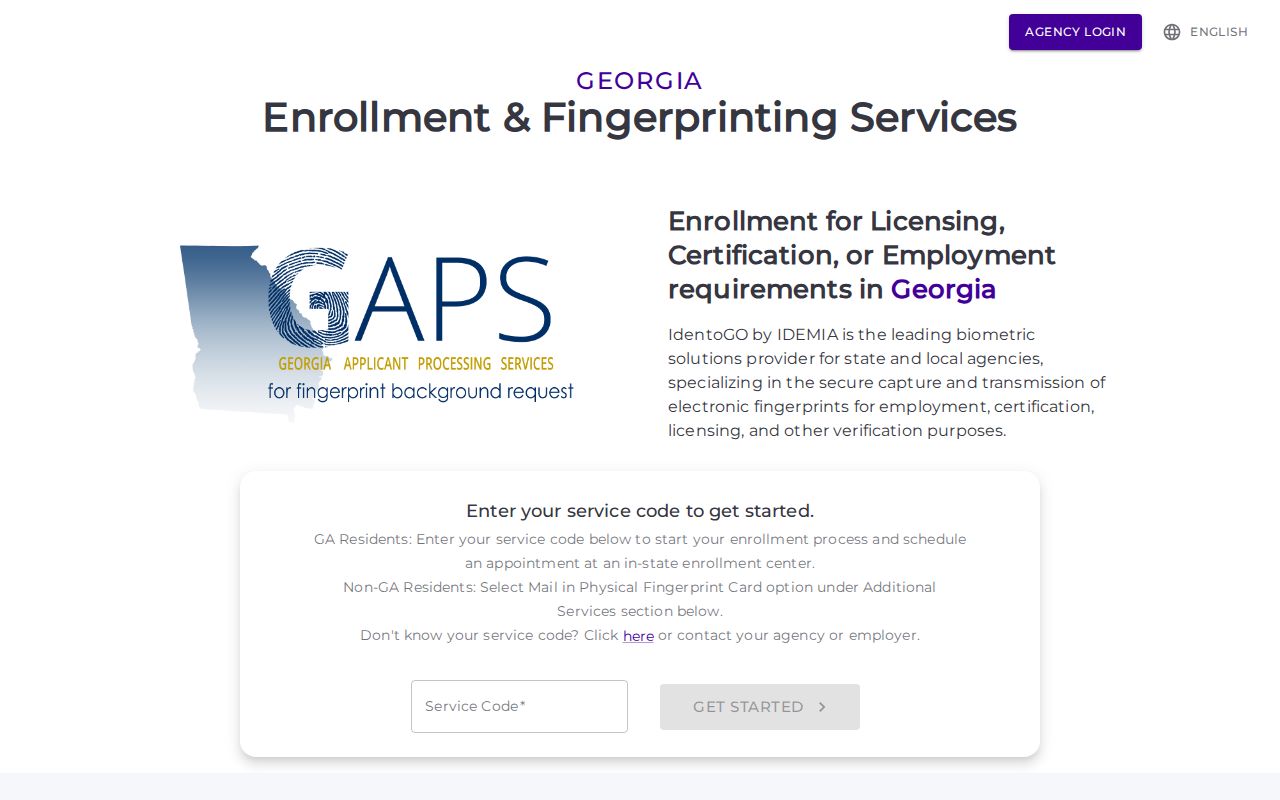 Floyd County criminal history GAPS fingerprint appointment interface